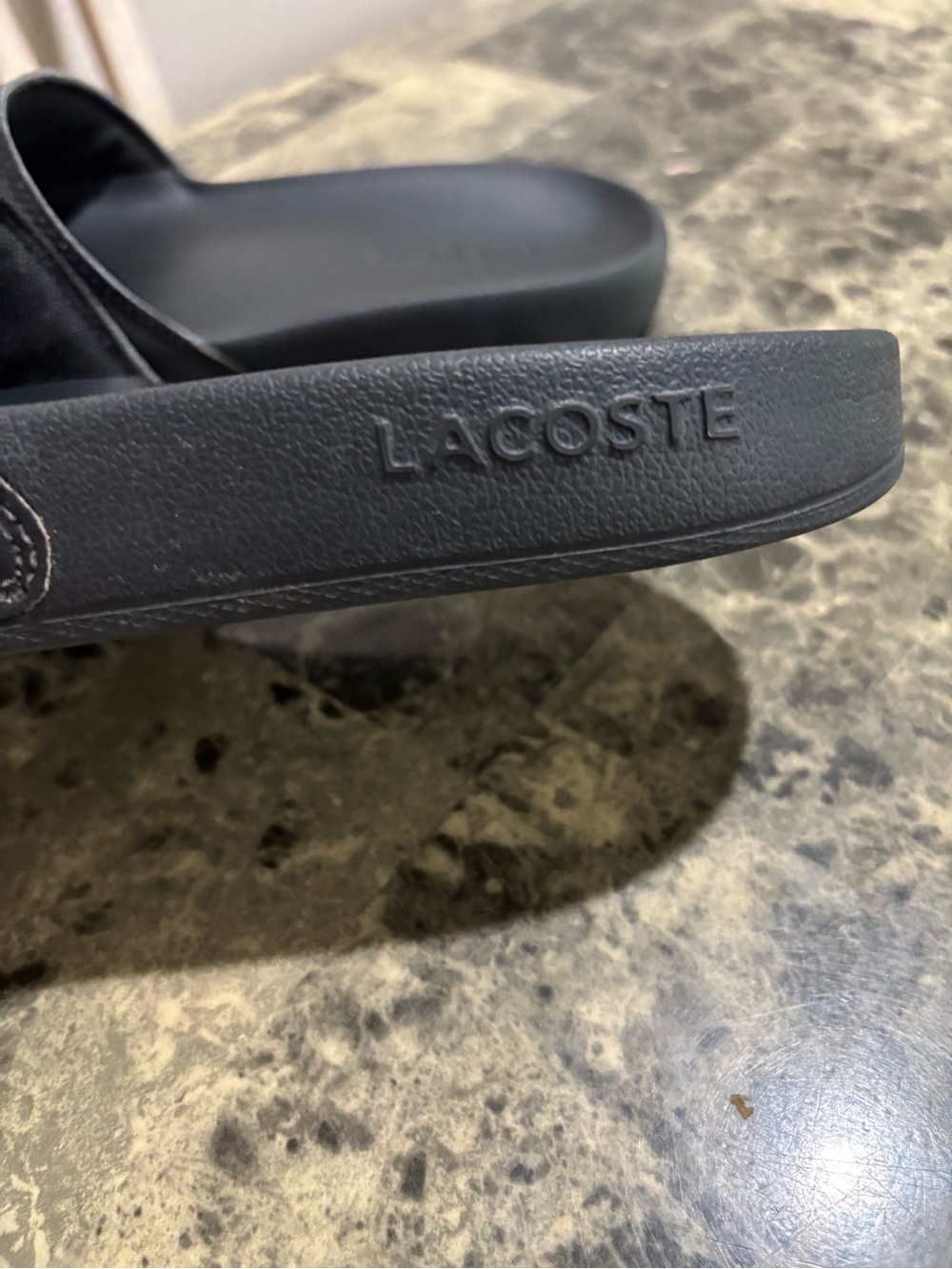Lacoste Men's Black Slide Sandals with Green Crocodile Emblem - Picture 6 of 8
